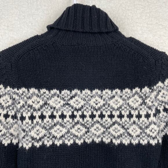 Gap Chunky Lambs Wool Black Fair Isle Turtle Neck Sweater - Picture 3 of 8